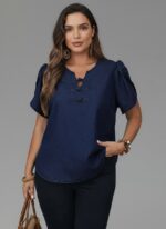 Lovshy Soft Denim Flare Sleeve Top