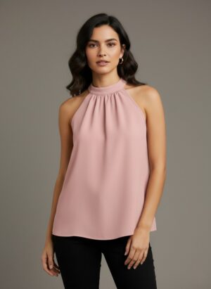 Lovshy Stylish High Neck Sleeveless Top