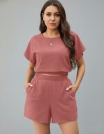 Lovshy Ladies Solid Crop Top And Short Set