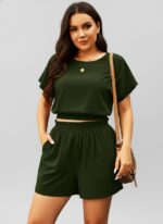 Lovshy Ladies Solid Crop Top And Short Set ag