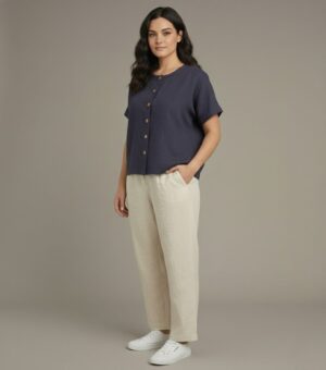 Lovshy Stylish Casual Button Down Top And Pant Set nb