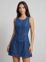 Lovshy Stylish Casual Mini Blue Denim Dress for Women