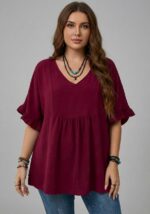 Casual Mom Shirts With Ruffled Sleeves mr