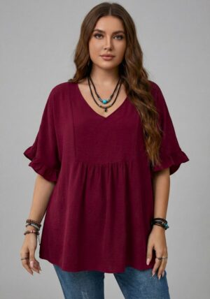 Casual Mom Shirts With Ruffled Sleeves mr