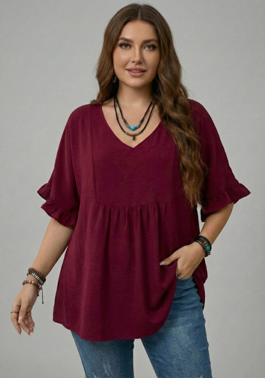Casual Mom Shirts With Ruffled Sleeves pe - Image 17
