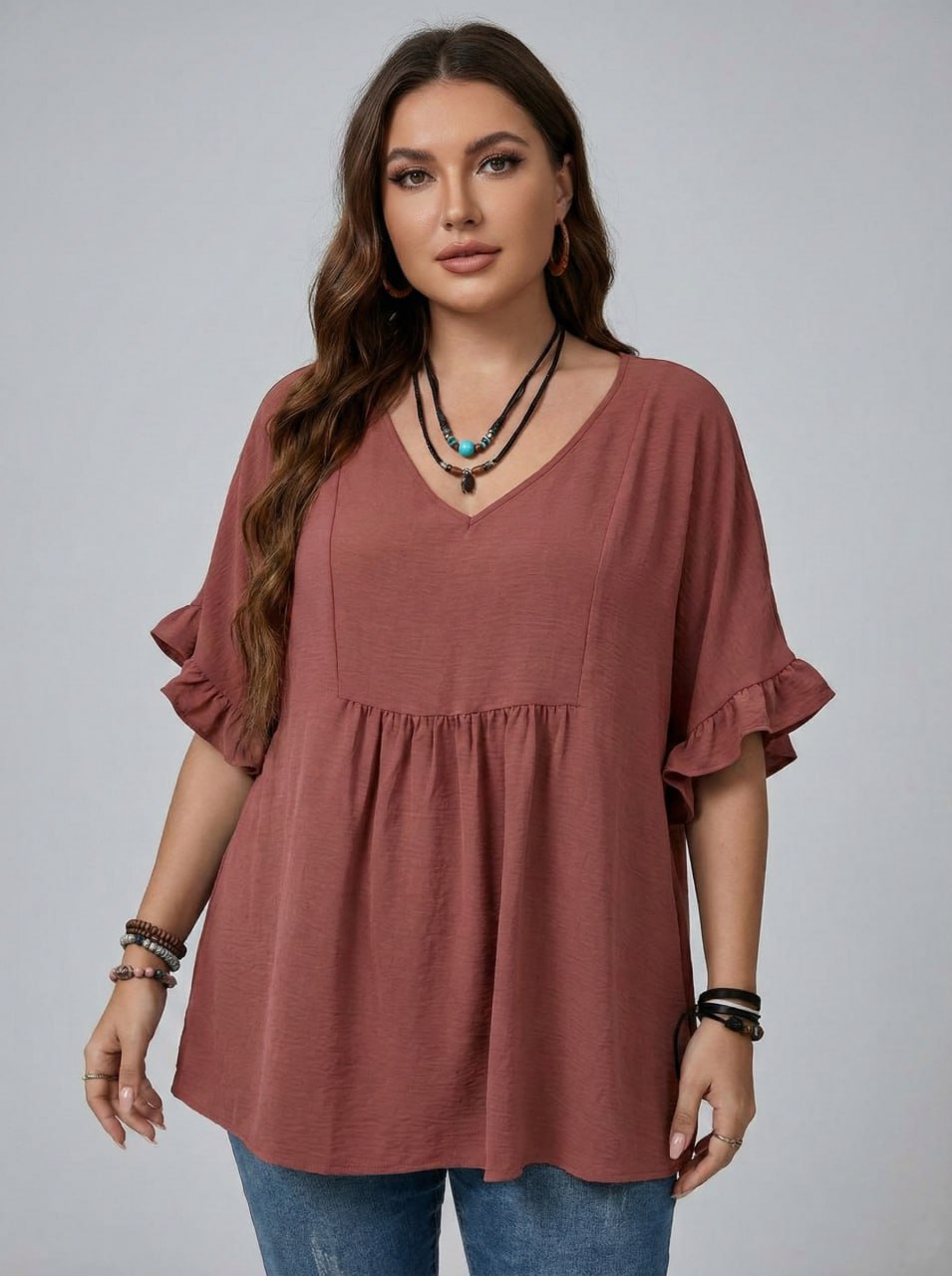 Casual Mom Shirts With Ruffled Sleeves pe