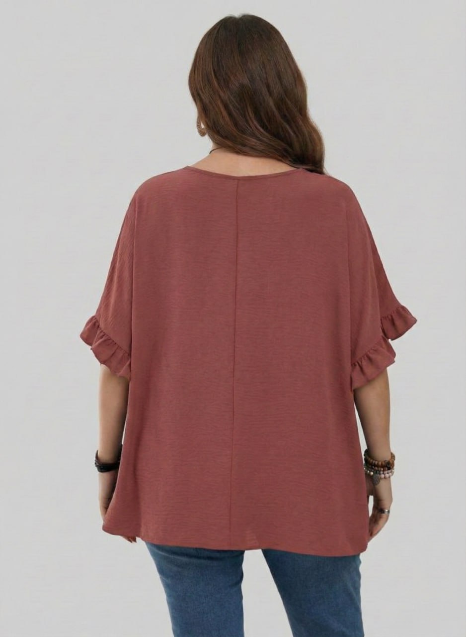 Casual Mom Shirts With Ruffled Sleeves pe - Image 3