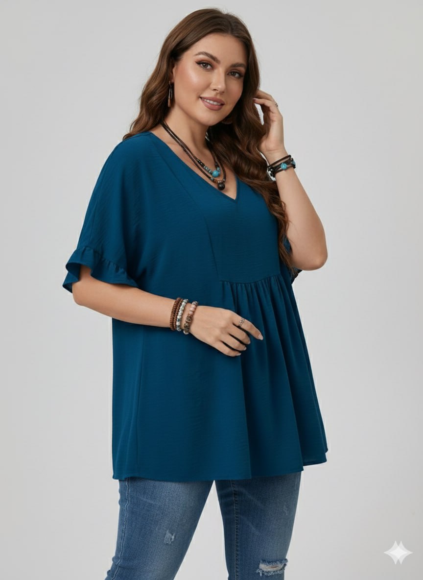 Casual Mom Shirts With Ruffled Sleeves pe - Image 5