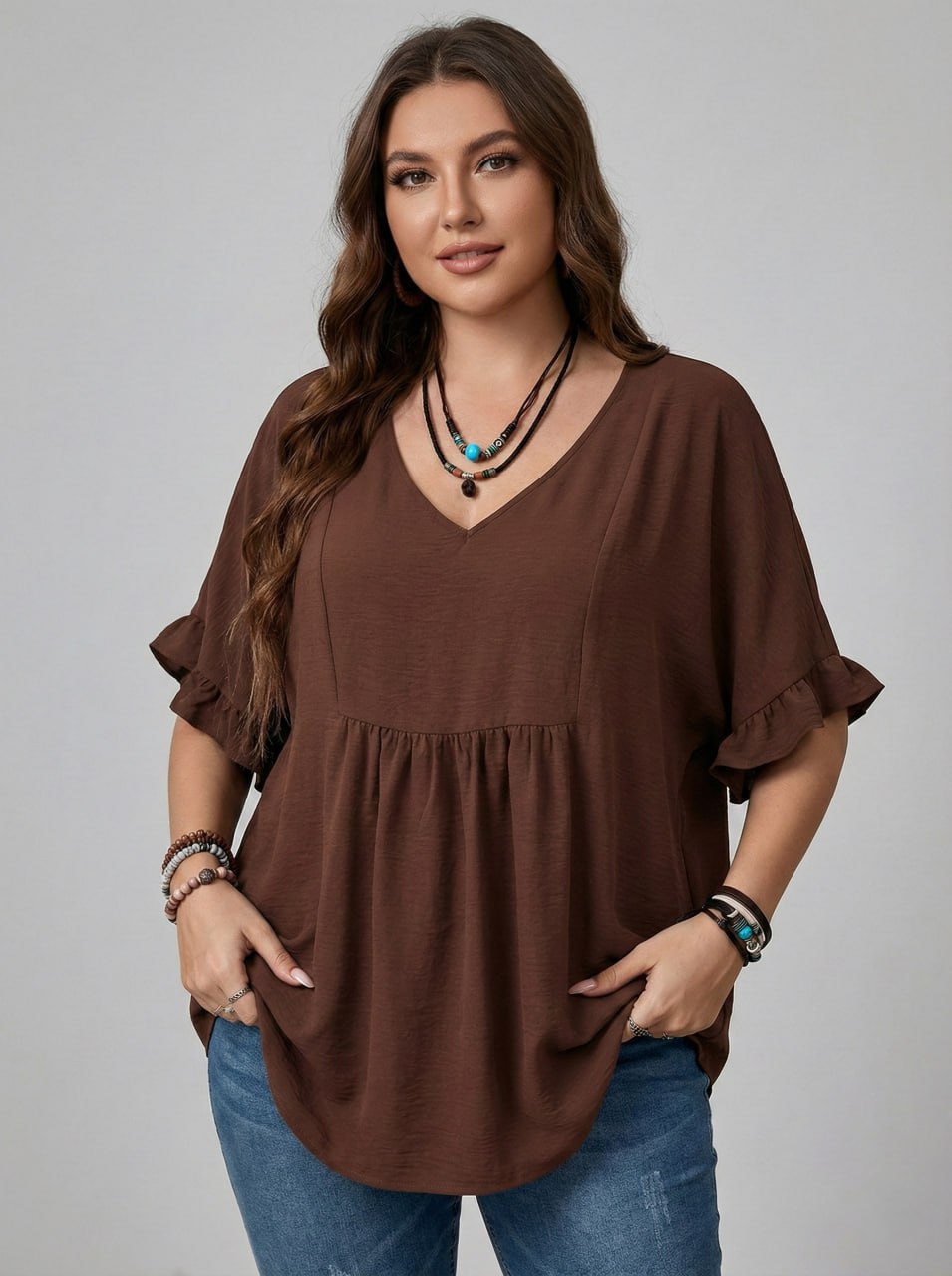 Casual Mom Shirts With Ruffled Sleeves pe - Image 20