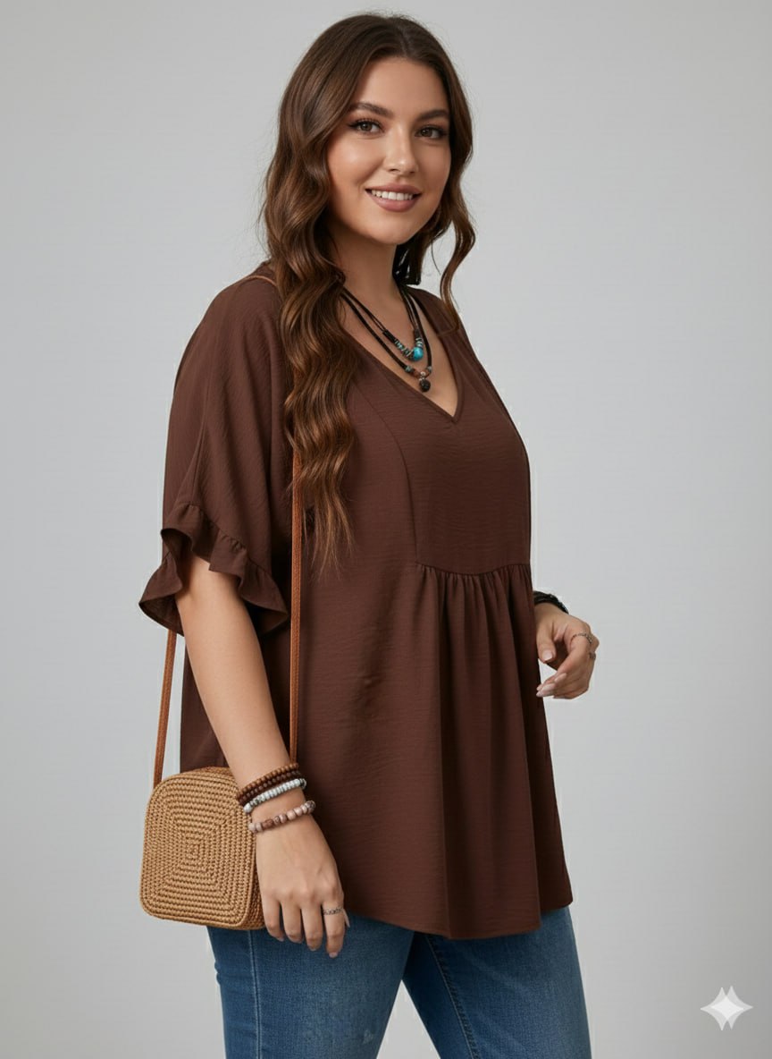 Casual Mom Shirts With Ruffled Sleeves pe - Image 22