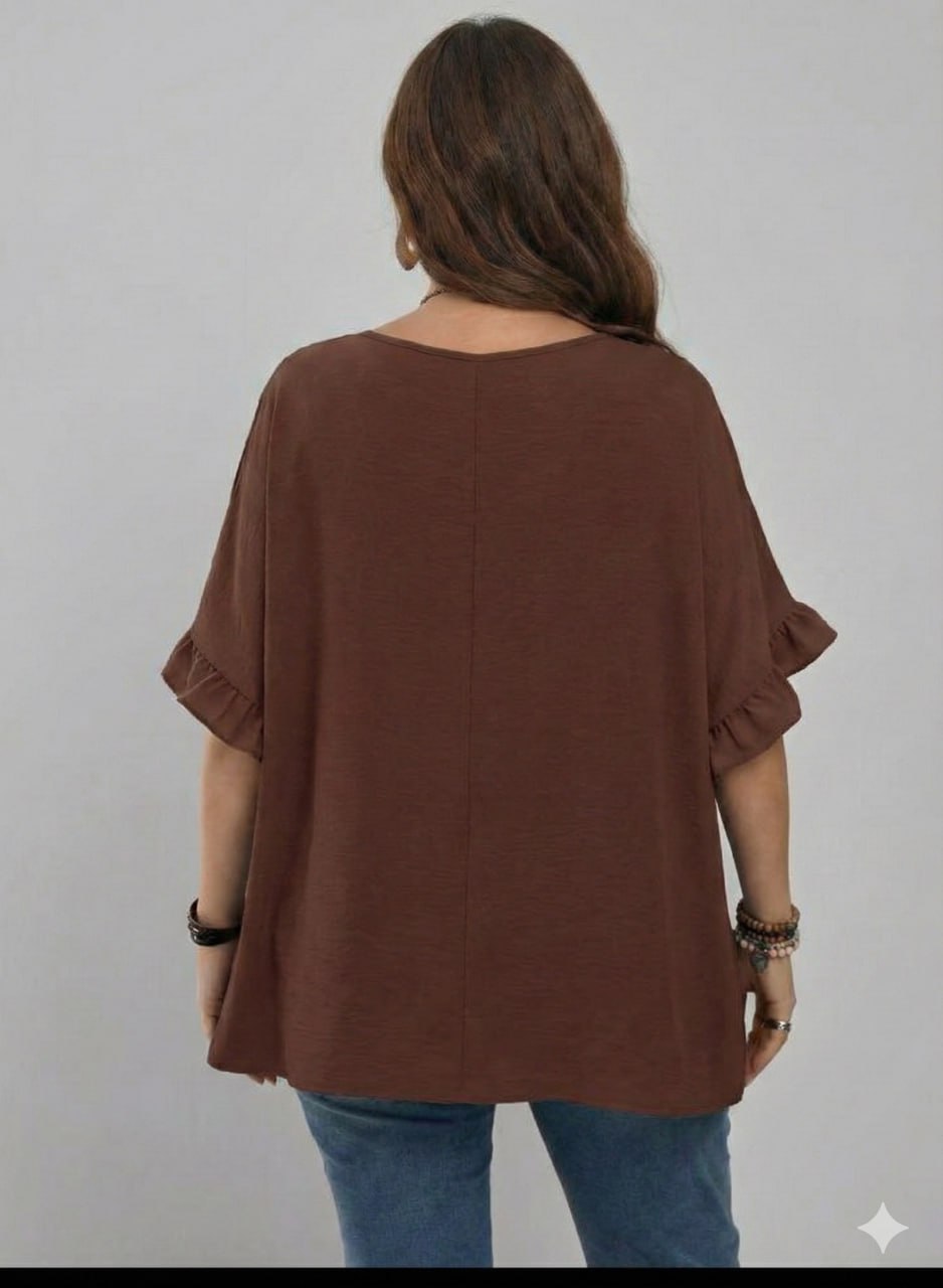Casual Mom Shirts With Ruffled Sleeves pe - Image 21