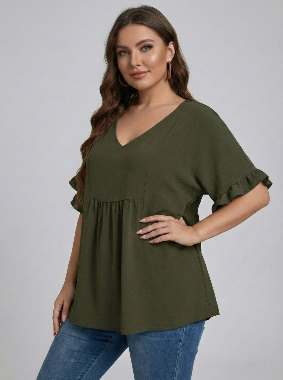 Casual Mom Shirts With Ruffled Sleeves pe - Image 15