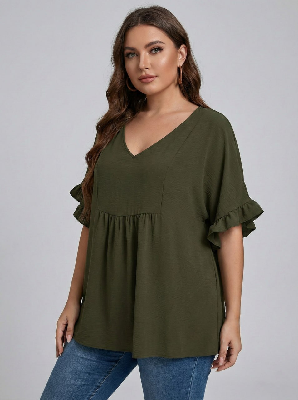 Casual Mom Shirts With Ruffled Sleeves pe - Image 14