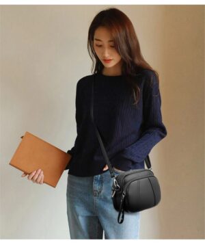 Rivet Tassel Simple Designer Black Crossbody Bags for Women