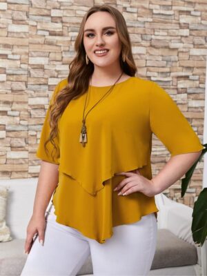 Solid Women's Asymmetrical Hem Top