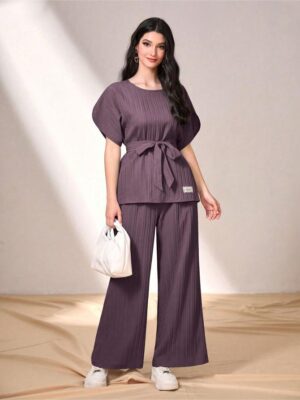 Belted Top and Pants Set for Summer