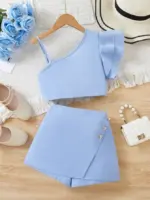 Lovshy Trendy Girls Top And Skirt Set