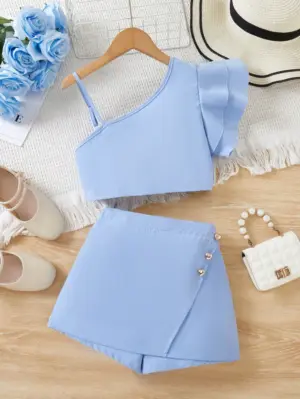 Lovshy Trendy Girls Top And Skirt Set