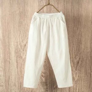 Women Casual Thin Cotton Linen Trousers