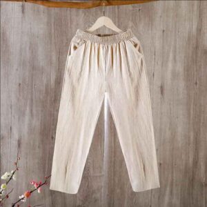 Pure Cotton Women Casual Thin Cotton Linen Trousers