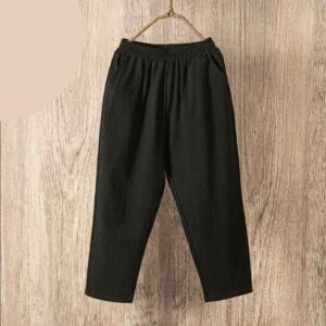 Pure Cotton Women Casual Thin Cotton Linen Trousers