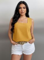 Square Neck Solid Cotton Tank Top for women Yl