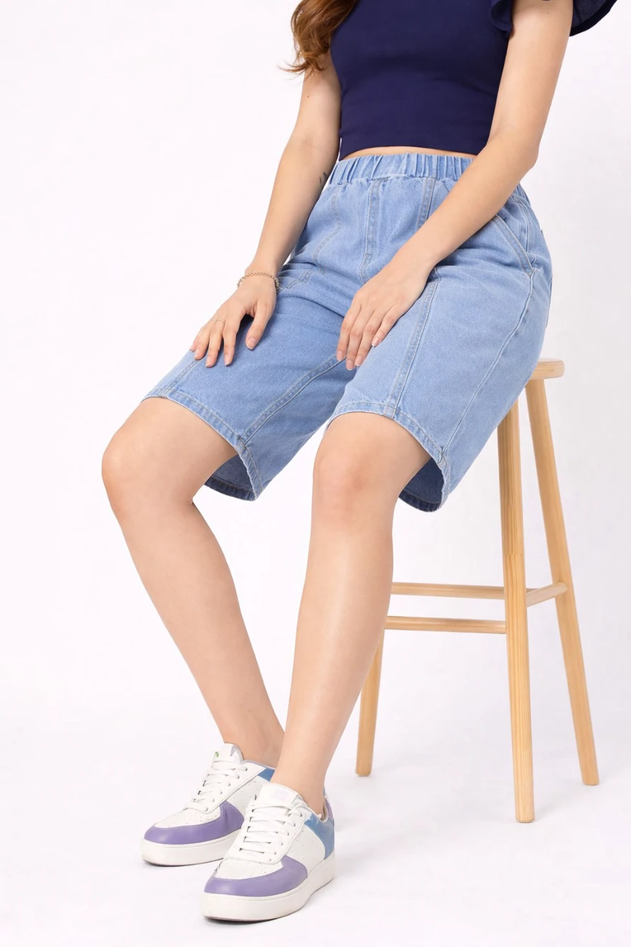 Comfort Fit Knee Length comfortable Denim Shorts - Image 3