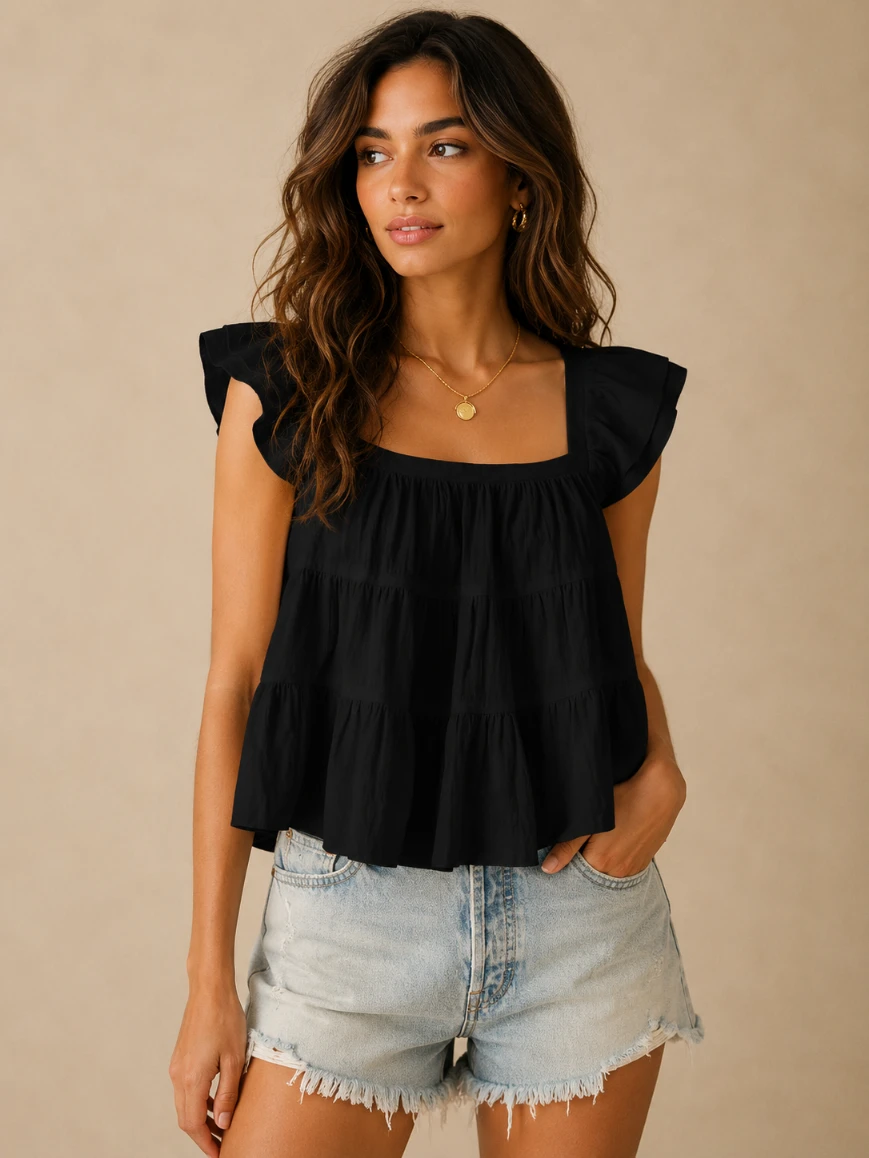 Lovshy Women’s Flowy Tiered Casual Top with Ruffle Sleeves - Image 6